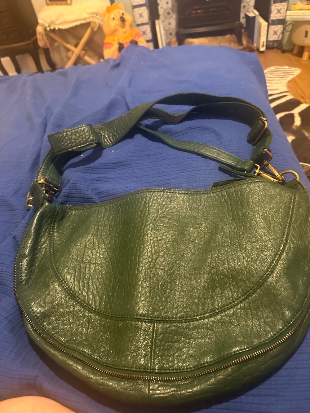 Anthropology Green Leather Hobo Shoulder Bag